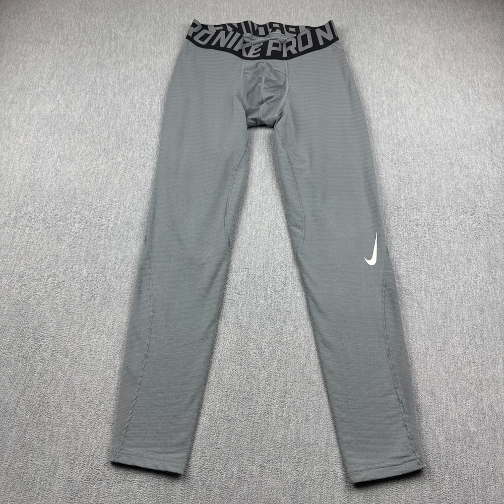 Nike Pro Warm Tights Mens Large Gray Dri-Fit Compression Pants Training Gym